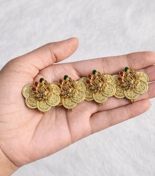 Handmade Lakshmi Coin/ Peacock Hair Accessories
